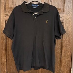 Polo by Ralph Lauren Black Slim Fit Pima Cotton Polo Shirt with Brown Pony XL